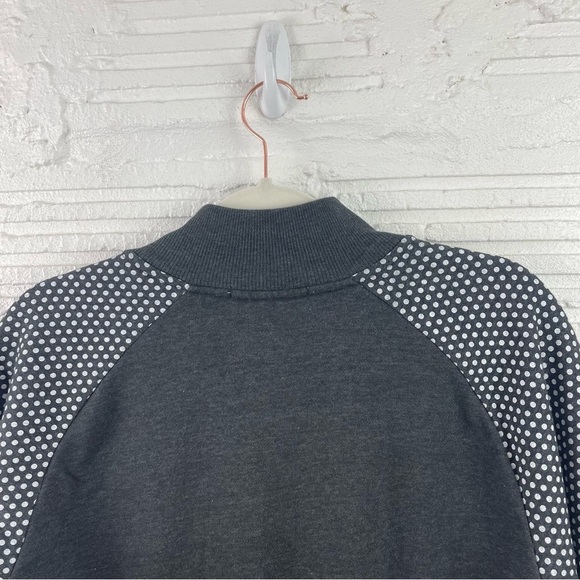 Disney Parks Minnie Logo Gray Polka Dot Sleeves Knit Varsity Jacket Size Large - Picture 9 of 12